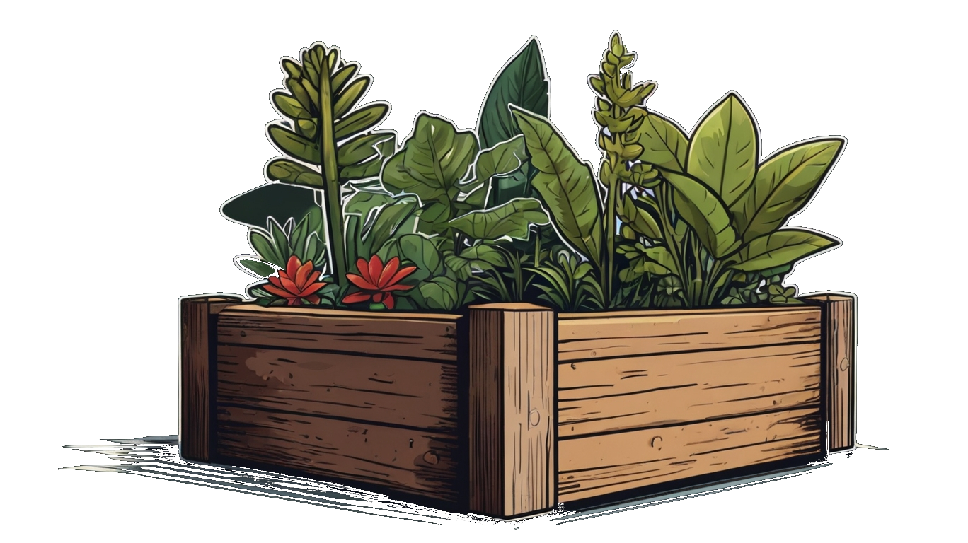 comic-style wooden planter-box